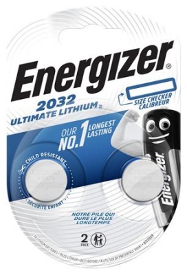 Gombelem, CR2032, 2 db, színjelző, ENERGIZER "Ultimate Lithium Performance"